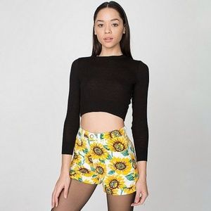 American Apparel • Sunflower Print Denim Shorts